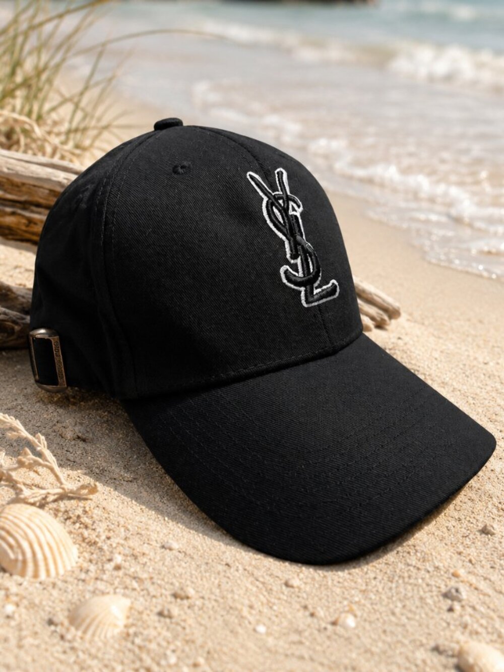 Black Embroidered Logo Baseball Cap Adjustable Strap Classic Streetwear Hat